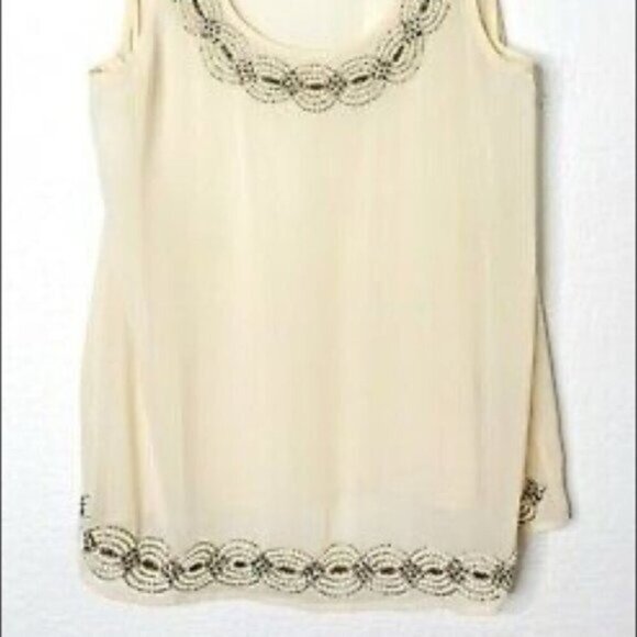 NWT Philosophy Pearl & Bead Embellished Cream Top - Picture 3 of 3